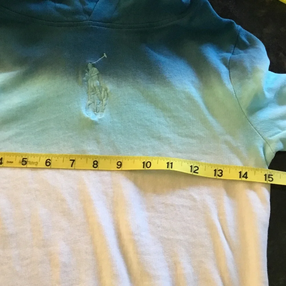 Ralph Lauren Boho Ombré Blue, Teal and White Hooded Tunic/Dress